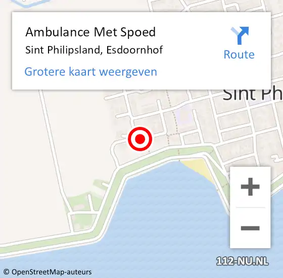 Locatie op kaart van de 112 melding: Ambulance Met Spoed Naar Sint Philipsland, Esdoornhof op 19 november 2014 18:08