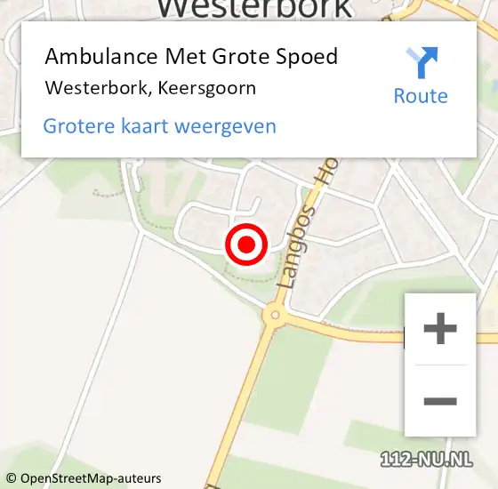 Locatie op kaart van de 112 melding: Ambulance Met Grote Spoed Naar Westerbork, Keersgoorn op 19 november 2014 18:55