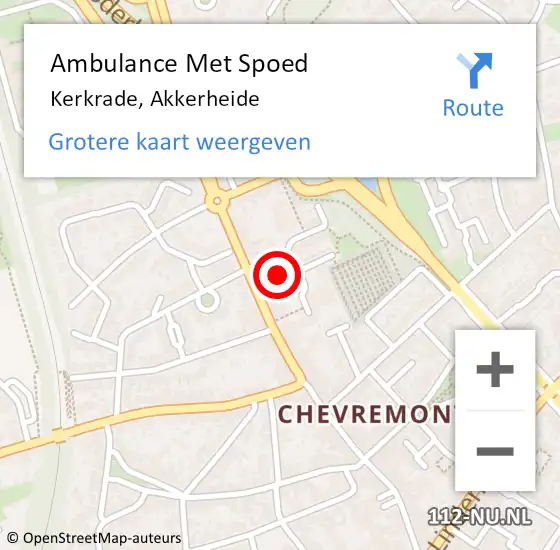 Locatie op kaart van de 112 melding: Ambulance Met Spoed Naar Kerkrade, Akkerheide op 19 november 2014 19:32