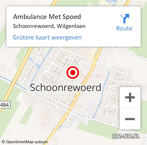 Locatie op kaart van de 112 melding: Ambulance Met Spoed Naar Schoonrewoerd, Wilgenlaan op 19 november 2014 19:34