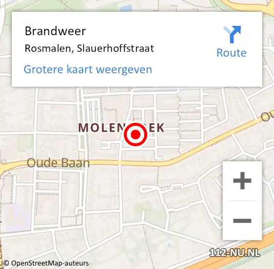 Locatie op kaart van de 112 melding: Brandweer Rosmalen, Slauerhoffstraat op 19 november 2014 19:44