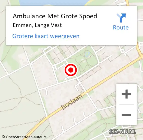 Locatie op kaart van de 112 melding: Ambulance Met Grote Spoed Naar Emmen, Lange Vest op 19 november 2014 20:30