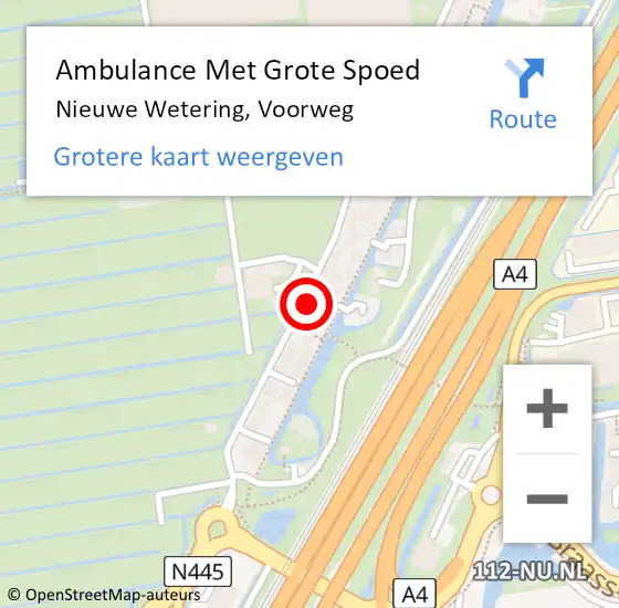 Locatie op kaart van de 112 melding: Ambulance Met Grote Spoed Naar Nieuwe Wetering, Voorweg op 19 november 2014 21:13