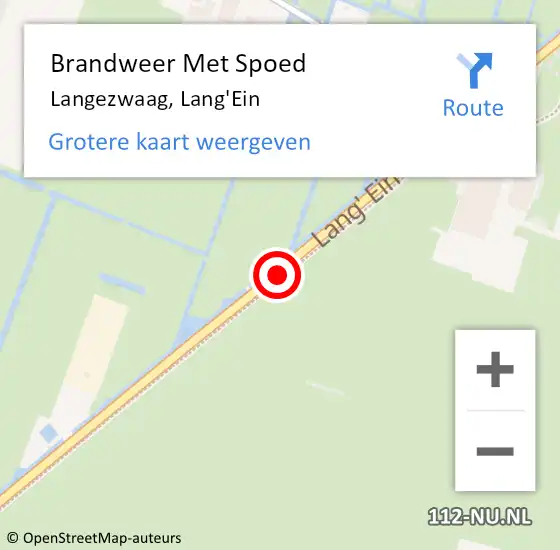 Locatie op kaart van de 112 melding: Brandweer Met Spoed Naar Langezwaag, Lang'Ein op 19 november 2014 22:24