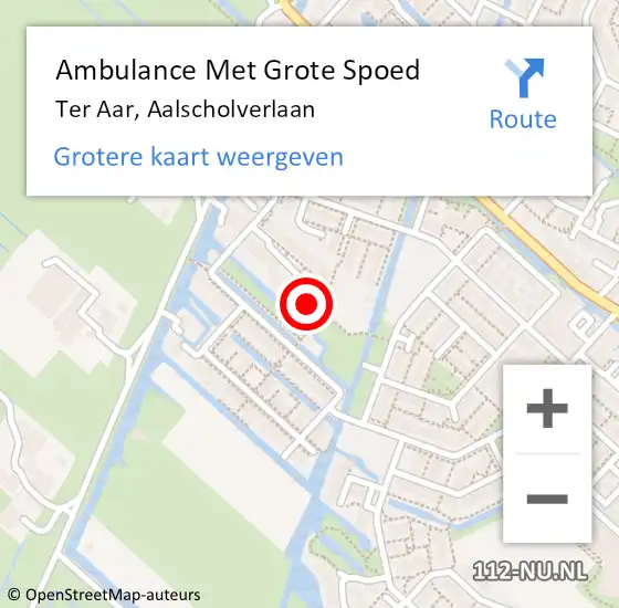 Locatie op kaart van de 112 melding: Ambulance Met Grote Spoed Naar Ter Aar, Aalscholverlaan op 19 november 2014 23:11