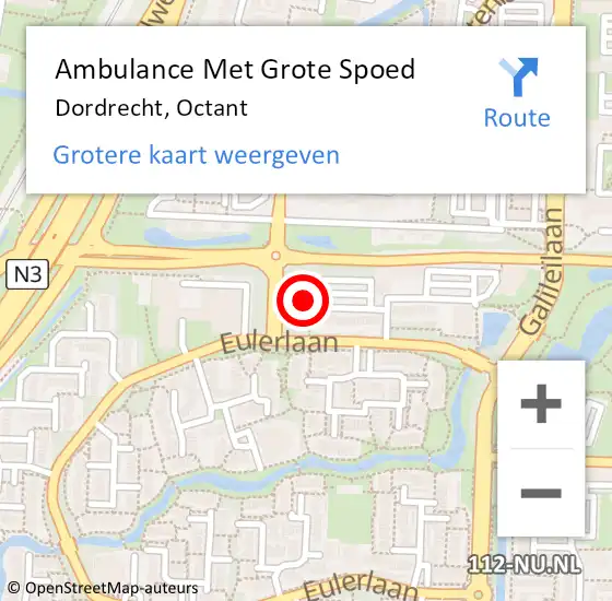 Locatie op kaart van de 112 melding: Ambulance Met Grote Spoed Naar Dordrecht, Octant op 10 juni 2025 10:50