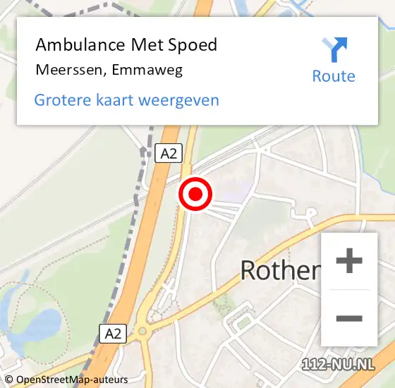 Locatie op kaart van de 112 melding: Ambulance Met Spoed Naar Meerssen, Emmaweg op 20 november 2014 00:42