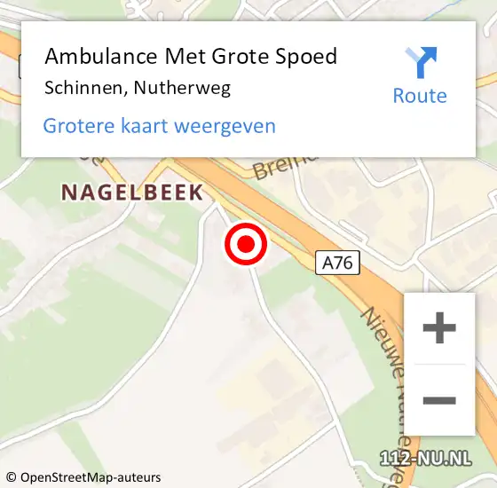 Locatie op kaart van de 112 melding: Ambulance Met Grote Spoed Naar Schinnen, Nutherweg op 20 november 2014 01:50