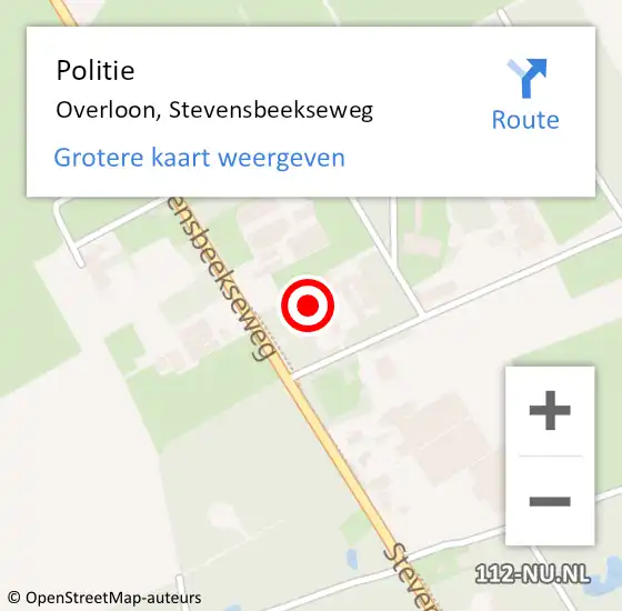 Locatie op kaart van de 112 melding: Politie Overloon, Stevensbeekseweg op 20 november 2014 02:19