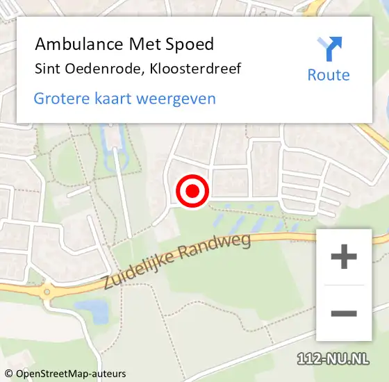 Locatie op kaart van de 112 melding: Ambulance Met Spoed Naar Sint Oedenrode, Kloosterdreef op 20 november 2014 05:17