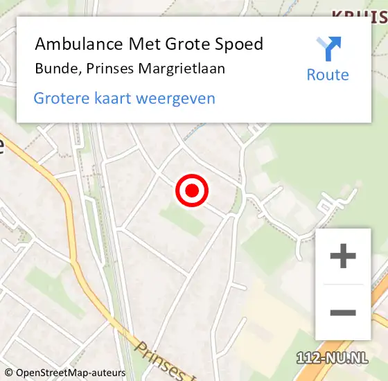 Locatie op kaart van de 112 melding: Ambulance Met Grote Spoed Naar Bunde, Prinses Margrietlaan op 20 november 2014 06:42