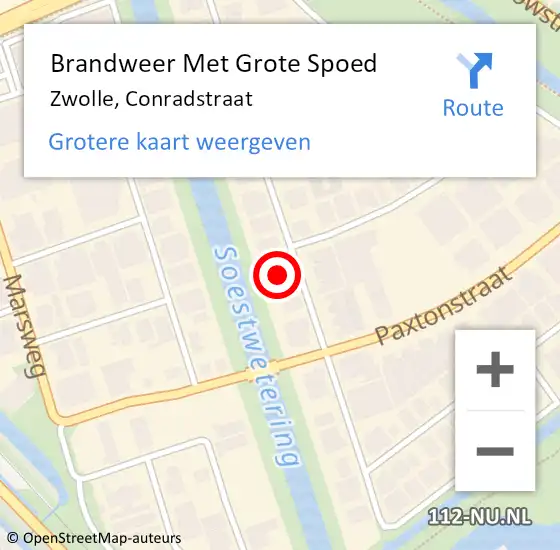 Locatie op kaart van de 112 melding: Brandweer Met Grote Spoed Naar Zwolle, Conradstraat op 20 november 2014 07:06