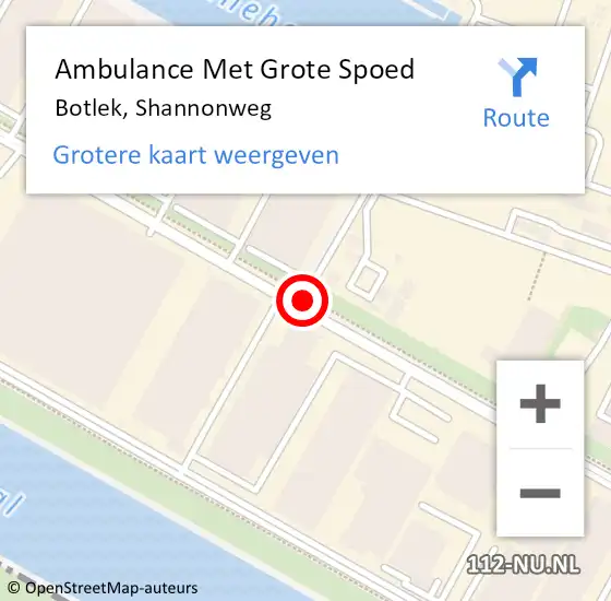 Locatie op kaart van de 112 melding: Ambulance Met Grote Spoed Naar Botlek, Shannonweg op 20 november 2014 07:45