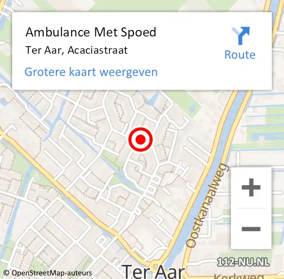 Locatie op kaart van de 112 melding: Ambulance Met Spoed Naar Ter Aar, Acaciastraat op 20 november 2014 07:54