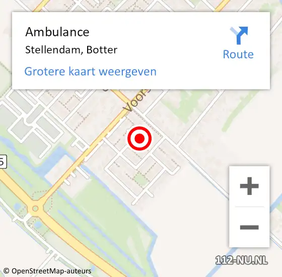 Locatie op kaart van de 112 melding: Ambulance Stellendam, Botter op 20 november 2014 08:23