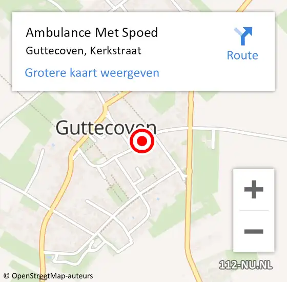 Locatie op kaart van de 112 melding: Ambulance Met Spoed Naar Guttecoven, Kerkstraat op 20 november 2014 08:37