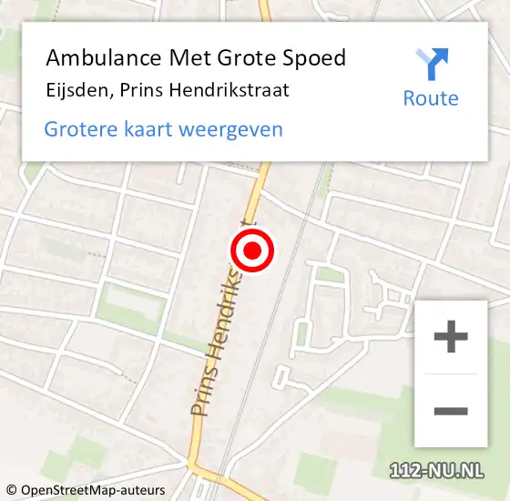Locatie op kaart van de 112 melding: Ambulance Met Grote Spoed Naar Eijsden, Prins Hendrikstraat op 20 november 2014 08:43