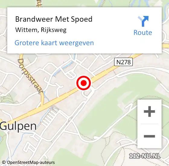 Locatie op kaart van de 112 melding: Brandweer Met Spoed Naar Wittem, Rijksweg op 12 juni 2025 13:25