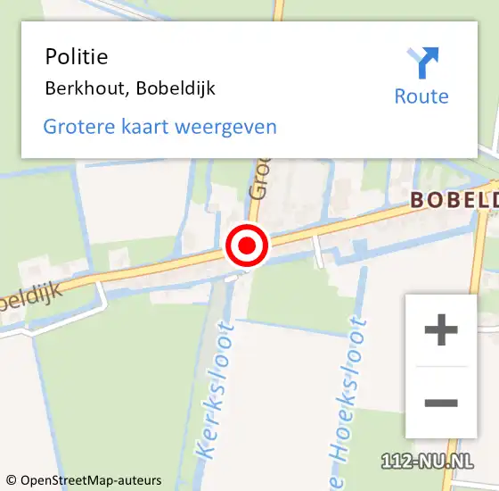 Locatie op kaart van de 112 melding: Politie Berkhout, Bobeldijk op 20 november 2014 09:05