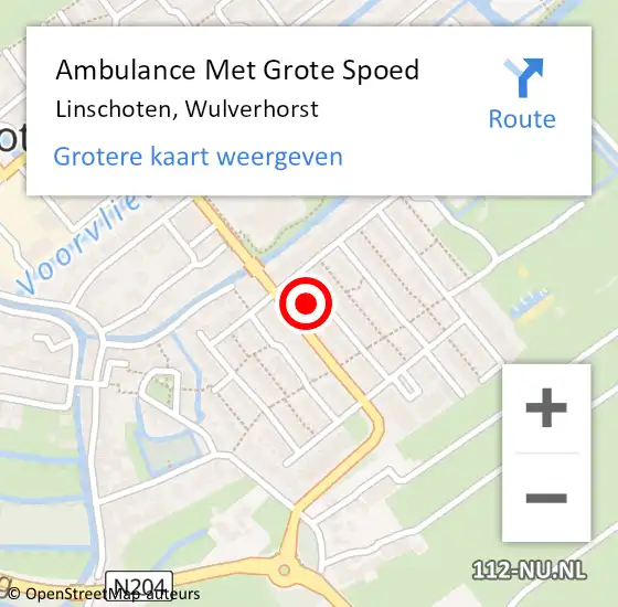 Locatie op kaart van de 112 melding: Ambulance Met Grote Spoed Naar Linschoten, Wulverhorst op 20 november 2014 09:11