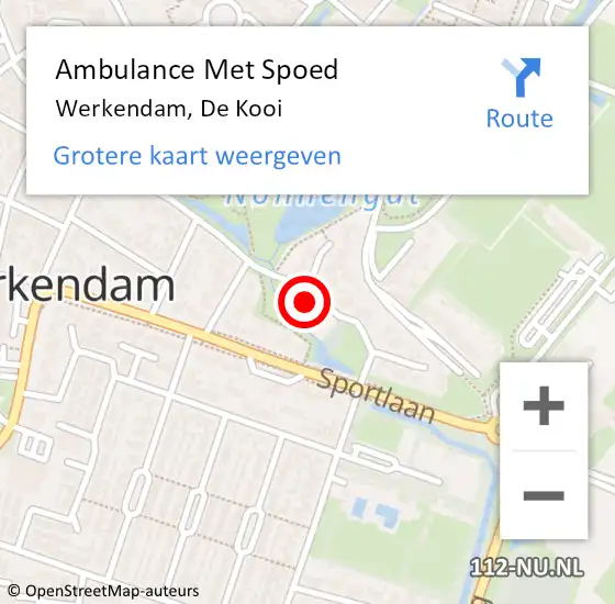 Locatie op kaart van de 112 melding: Ambulance Met Spoed Naar Werkendam, De Kooi op 20 november 2014 09:17