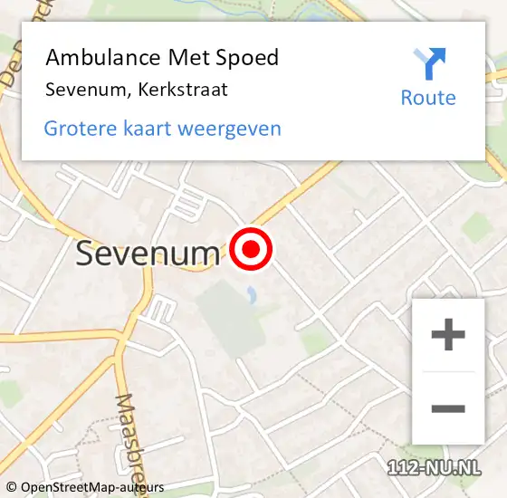 Locatie op kaart van de 112 melding: Ambulance Met Spoed Naar Sevenum, Kerkstraat op 21 oktober 2013 17:42