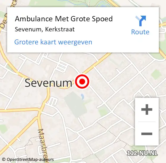 Locatie op kaart van de 112 melding: Ambulance Met Grote Spoed Naar Sevenum, Kerkstraat op 21 oktober 2013 17:42