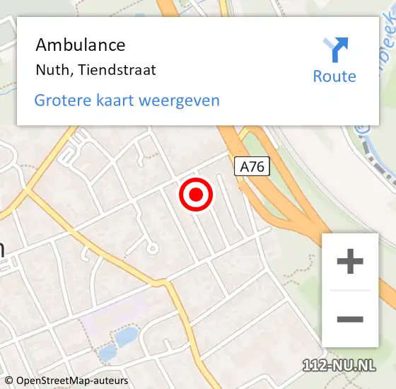 Locatie op kaart van de 112 melding: Ambulance Nuth, Tiendstraat op 20 november 2014 11:14