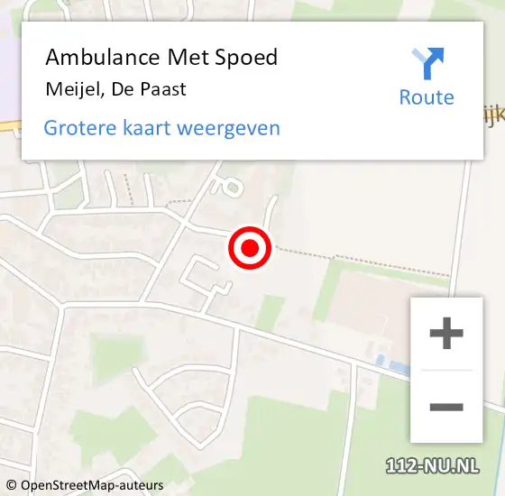 Locatie op kaart van de 112 melding: Ambulance Met Spoed Naar Meijel, De Paast op 20 november 2014 11:29