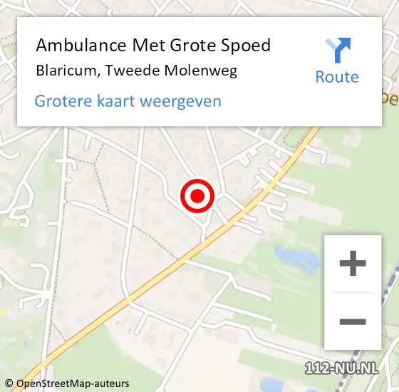 Locatie op kaart van de 112 melding: Ambulance Met Grote Spoed Naar Blaricum, Tweede Molenweg op 20 november 2014 11:50