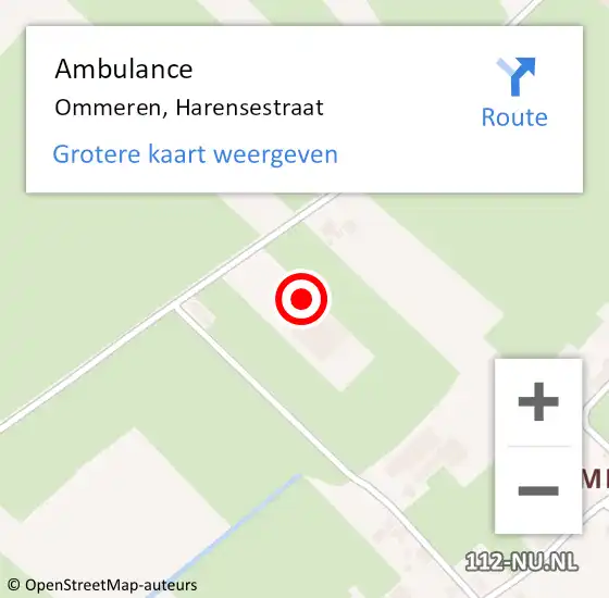 Locatie op kaart van de 112 melding: Ambulance Ommeren, Harensestraat op 20 november 2014 12:10