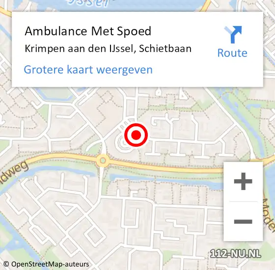 Locatie op kaart van de 112 melding: Ambulance Met Spoed Naar Krimpen aan den IJssel, Schietbaan op 20 november 2014 12:14