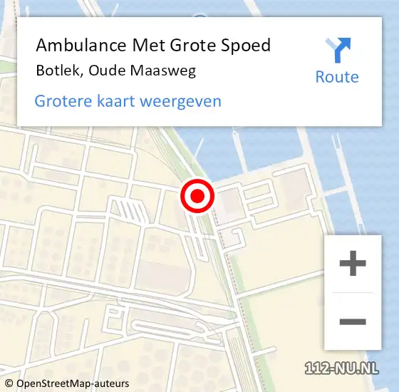 Locatie op kaart van de 112 melding: Ambulance Met Grote Spoed Naar Botlek, Oude Maasweg op 20 november 2014 12:40