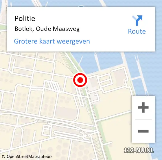 Locatie op kaart van de 112 melding: Politie Botlek, Oude Maasweg op 20 november 2014 13:10