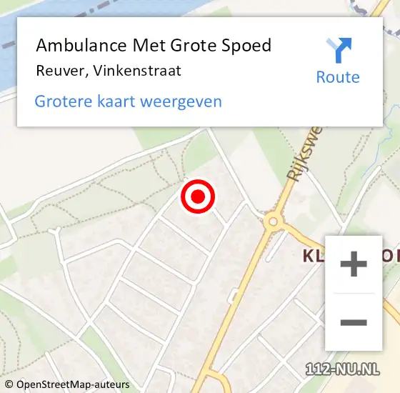 Locatie op kaart van de 112 melding: Ambulance Met Grote Spoed Naar Reuver, Vinkenstraat op 20 november 2014 13:41