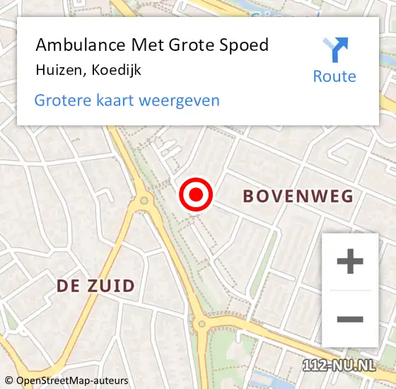 Locatie op kaart van de 112 melding: Ambulance Met Grote Spoed Naar Huizen, Koedijk op 20 november 2014 14:06