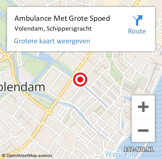 Locatie op kaart van de 112 melding: Ambulance Met Grote Spoed Naar Volendam, Schippersgracht op 20 november 2014 14:30