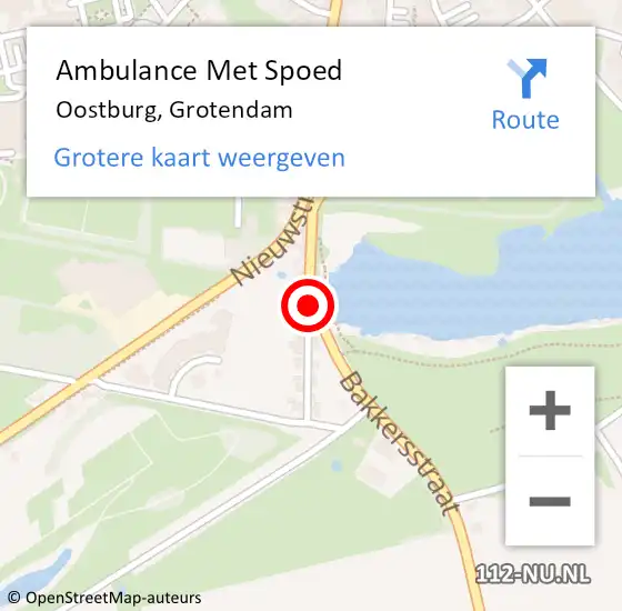 Locatie op kaart van de 112 melding: Ambulance Met Spoed Naar Oostburg, Grotendam op 20 november 2014 14:34