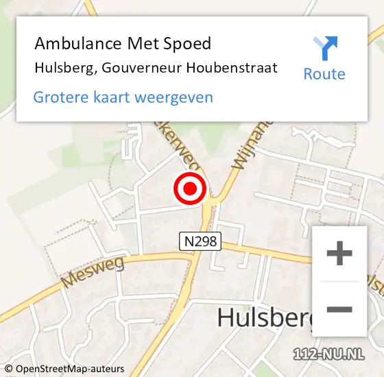 Locatie op kaart van de 112 melding: Ambulance Met Spoed Naar Hulsberg, Gouverneur Houbenstraat op 20 november 2014 14:36