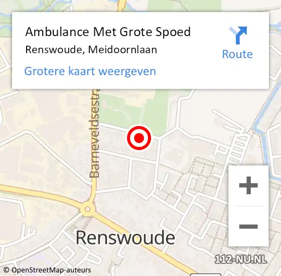 Locatie op kaart van de 112 melding: Ambulance Met Grote Spoed Naar Renswoude, Meidoornlaan op 10 september 2013 10:44