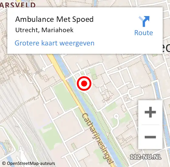 Locatie op kaart van de 112 melding: Ambulance Met Spoed Naar Utrecht, Mariahoek op 20 november 2014 16:32