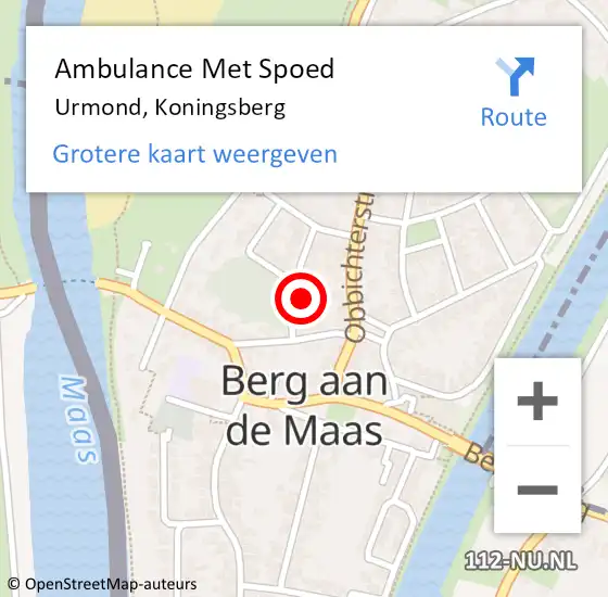 Locatie op kaart van de 112 melding: Ambulance Met Spoed Naar Urmond, Koningsberg op 20 november 2014 17:11