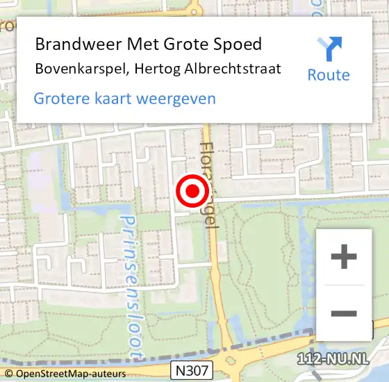 Locatie op kaart van de 112 melding: Brandweer Met Grote Spoed Naar Bovenkarspel, Hertog Albrechtstraat op 20 november 2014 17:24