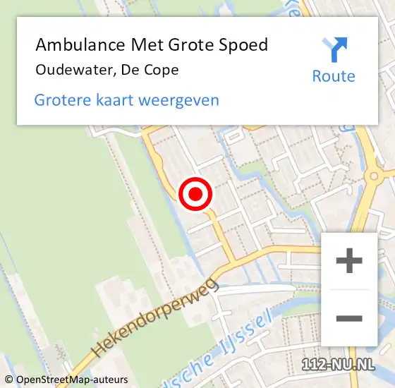 Locatie op kaart van de 112 melding: Ambulance Met Grote Spoed Naar Oudewater, De Cope op 20 november 2014 17:27