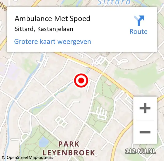 Locatie op kaart van de 112 melding: Ambulance Met Spoed Naar Sittard, Kastanjelaan op 20 november 2014 17:28