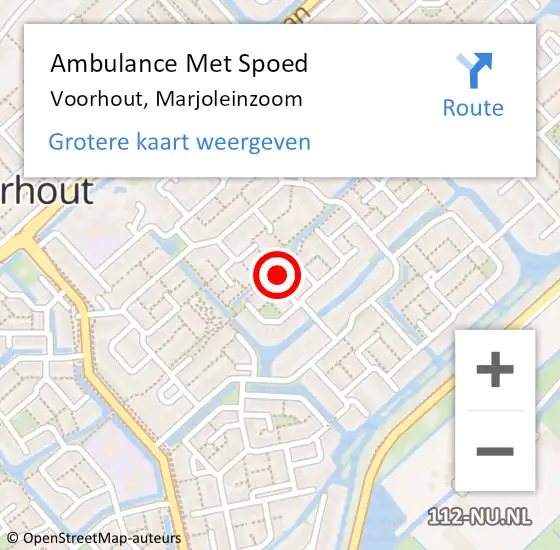 Locatie op kaart van de 112 melding: Ambulance Met Spoed Naar Voorhout, Marjoleinzoom op 20 november 2014 17:47