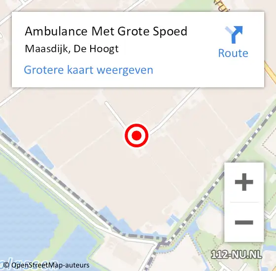 Locatie op kaart van de 112 melding: Ambulance Met Grote Spoed Naar Maasdijk, De Hoogt op 21 oktober 2013 18:13