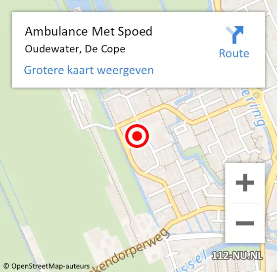 Locatie op kaart van de 112 melding: Ambulance Met Spoed Naar Oudewater, De Cope op 20 november 2014 18:06