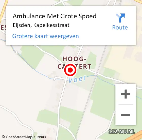 Locatie op kaart van de 112 melding: Ambulance Met Grote Spoed Naar Eijsden, Kapelkesstraat op 20 november 2014 18:09