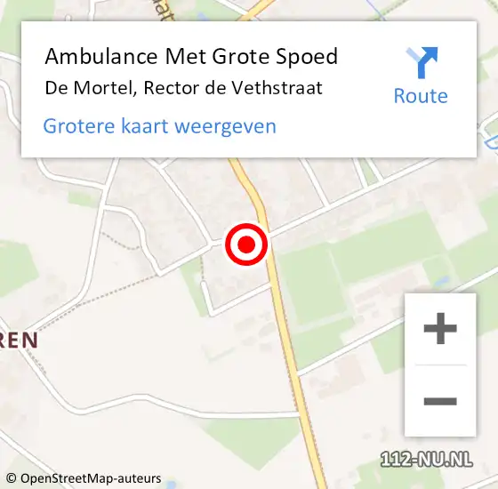 Locatie op kaart van de 112 melding: Ambulance Met Grote Spoed Naar De Mortel, Rector de Vethstraat op 20 november 2014 18:17